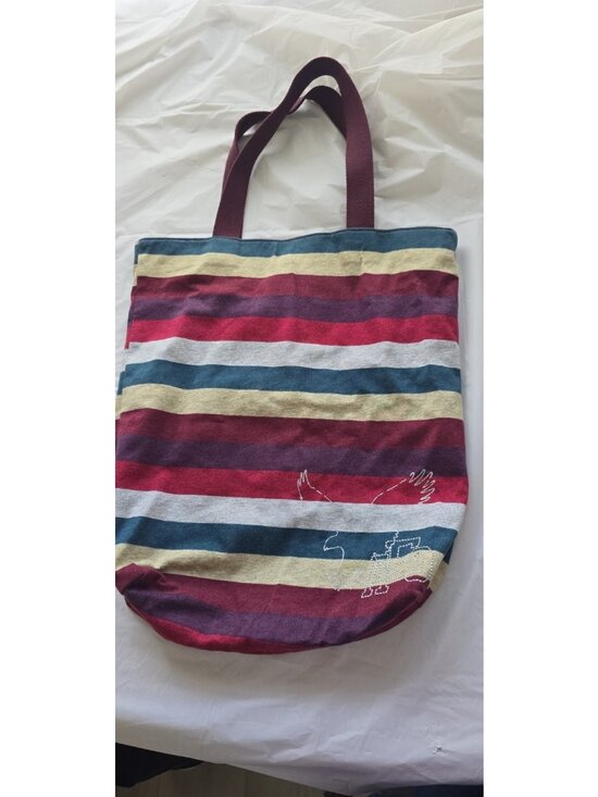 American Eagle Outfitters Handbags - American Eagle Outfitters Striped Multicolor Tote Bag Zip Closure